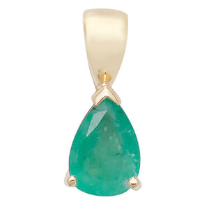 9ct Yellow Gold Emerald Claw Set Pendant - E Bixby Jewellers