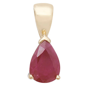 9ct Yellow Gold Ruby Claw Set Pendant - E Bixby Jewellers