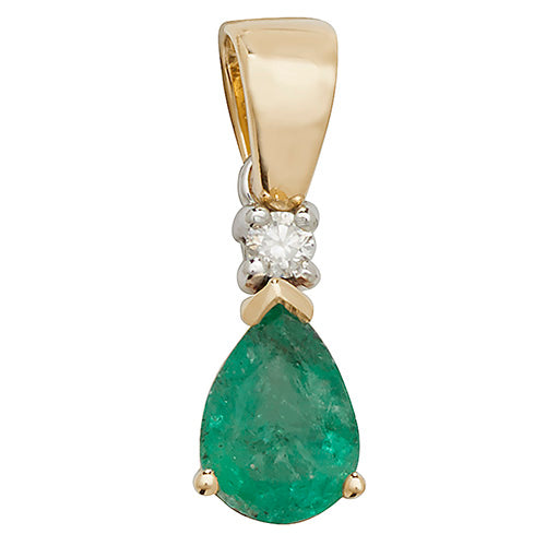 9ct Yellow Gold Emerald Pear Pendant - E Bixby Jewellers