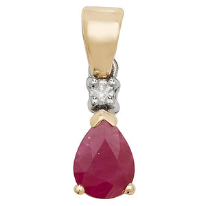 9ct Yellow Gold Ruby Pendant Pear - E Bixby Jewellers