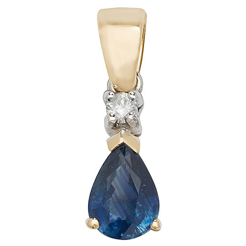 9ct Yellow Gold  Sapphire Pendant Pear - E Bixby Jewellers