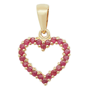 9ct Yellow Gold Ruby Heart Pendant - E Bixby Jewellers