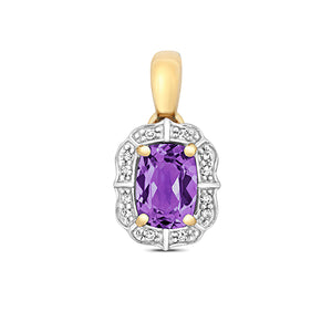 9ct Yellow Gold Diamond & Amethyst Pendant - E Bixby Jewellers