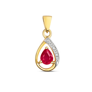 9ct Yellow Gold Diamond & Ruby Pendant - E Bixby Jewellers