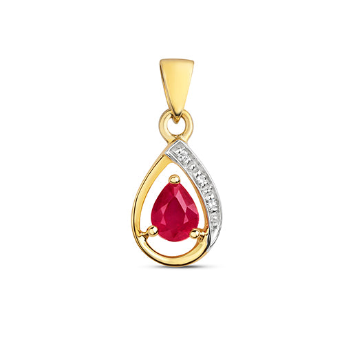 9ct Yellow Gold Diamond & Ruby Pendant - E Bixby Jewellers