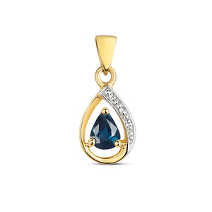 9ct Yellow Gold Diamond & Sapphire Pendant - E Bixby Jewellers