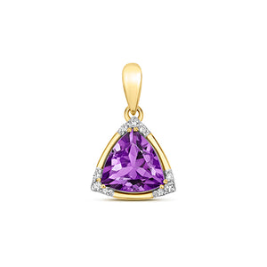 9ct Yellow Gold Diamond & Tri Amethyst Pendant - E Bixby Jewellers