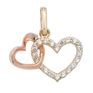 9ct Yellow And Rose Stone Set Heart Pendant - E Bixby Jewellers