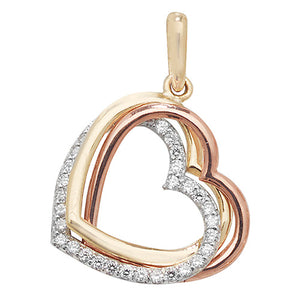 9ct Yellow And Rose Stone Set Heart Shape Pendant - E Bixby Jewellers