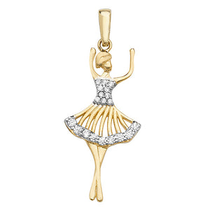 9ct Yellow Gold Stone Set Ballerina Charm/Pendant - E Bixby Jewellers