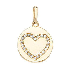 9ct Yellow Gold Round Disc Stone Set Heart Pendant - E Bixby Jewellers