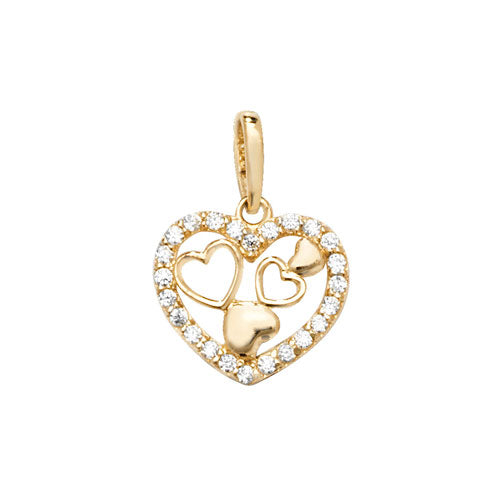 9ct Yellow Gold Heart Shape Stone Set Pendant - E Bixby Jewellers