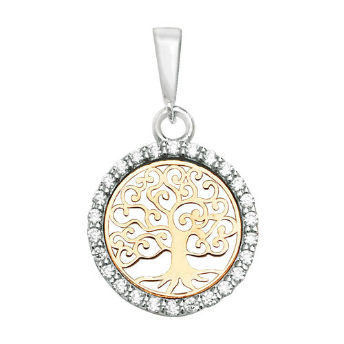 9ct Yellow And White Stone Set Tree of Life Pendant - E Bixby Jewellers