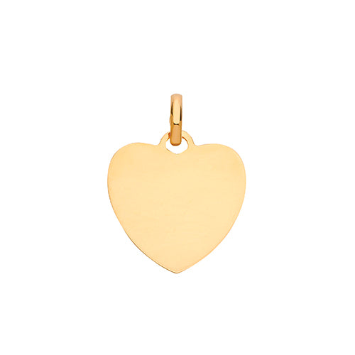 9ct Yellow Gold Engravable Heart Shape Pendant - E Bixby Jewellers