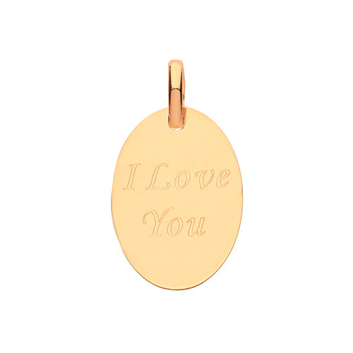 9ct Yellow Gold Oval Shape I Love You Pendant - E Bixby Jewellers