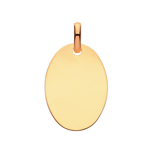 9ct Yellow Gold Engravable Oval Shape Pendant - E Bixby Jewellers