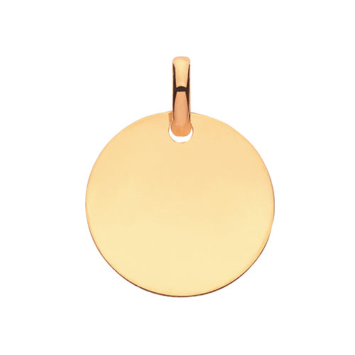 9ct Yellow Gold Engravable Round Pendant - E Bixby Jewellers