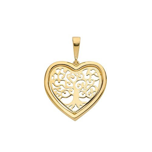 9ct Yellow Gold Heart Shape Tree of Life Pendant - E Bixby Jewellers