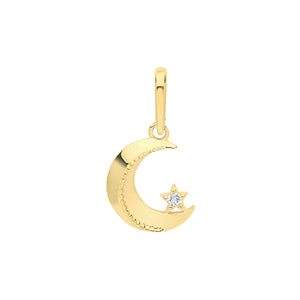 9ct Yellow Gold Moon And Star Charm/Pendant - E Bixby Jewellers