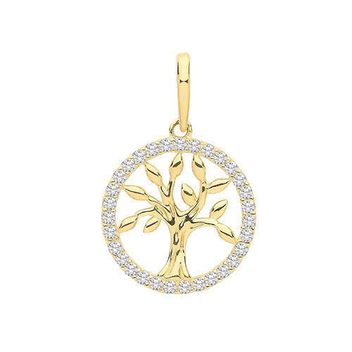 9ct Yellow Gold Stone Set Tree of Life Pendant - E Bixby Jewellers