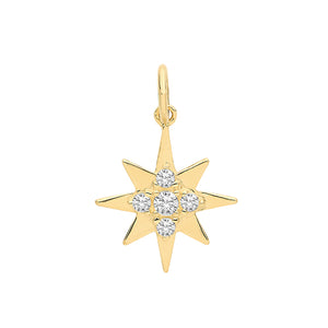 9ct Yellow Gold Star Stone Set Charm/Pendant - E Bixby Jewellers