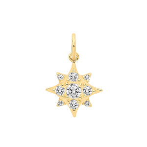 9ct Yellow Gold Star Stone Set Star Charm/Pendant - E Bixby Jewellers