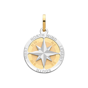 9ct Yellow And White Gold Compass Rose Charm/Pendant - E Bixby Jewellers