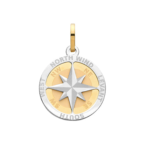 9ct Yellow And White Gold Compass Rose Charm/Pendant - E Bixby Jewellers