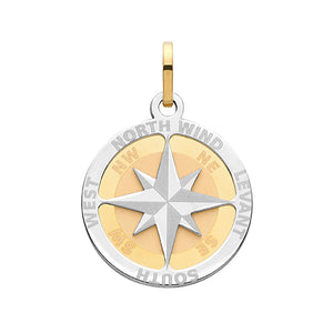 9ct Yellow And White Gold Compass Rose Charm/Pendant - E Bixby Jewellers