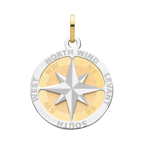 9ct Yellow And White Gold Compass Rose Charm/Pendant - E Bixby Jewellers