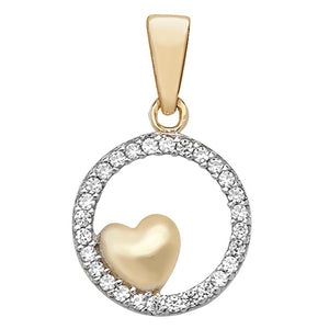 9ct Yellow Gold Heart Shape Stone Set Heart Pendant - E Bixby Jewellers