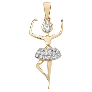 9ct Yellow Gold Stone Set Ballerina Charm/Pendant - E Bixby Jewellers