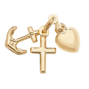 9ct Yellow Gold Faith Hope And charity Charm/Pendant - E Bixby Jewellers