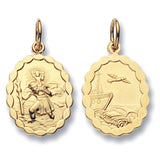 9ct Yellow Gold Double Sided Oval St Christopher Pendant - E Bixby Jewellers