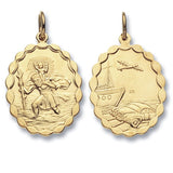 9ct Yellow Gold Double Sided Oval St Christopher Pendant - E Bixby Jewellers