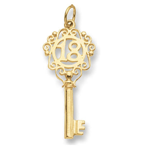 9ct Yellow Gold 18 Key Pendant - E Bixby Jewellers