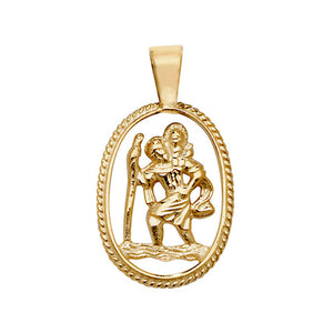 9ct Yellow Gold St. Christopher Cut Out Pendant - E Bixby Jewellers