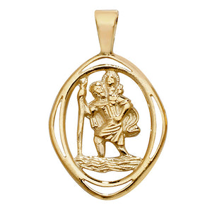 9ct Yellow Gold St. Christopher Cut Out Pendant - E Bixby Jewellers