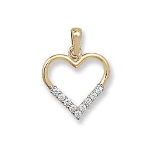 9ct Yellow Gold Stone Set Heart Shape Pendant - E Bixby Jewellers