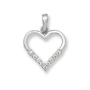 9ct White Gold Heart Shape Pendant - E Bixby Jewellers