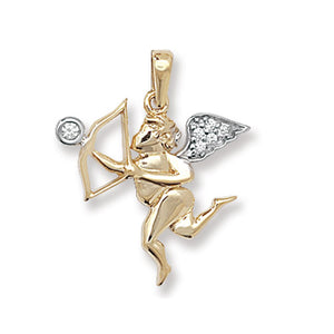 9ct Yellow Gold Stone Set Cupid Charm/Pendant - E Bixby Jewellers