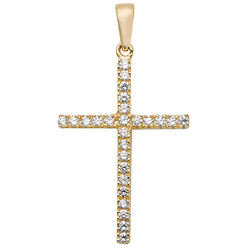 9ct Yellow Gold Cz Cross - E Bixby Jewellers