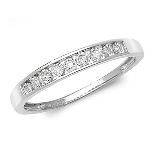 9ct White Gold Diamond 1/2 Eternity Illusion Set Ring - E Bixby Jewellers