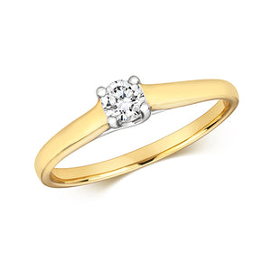 9ct Yellow Gold Diamond Crossover Solitaire Ring - E Bixby Jewellers