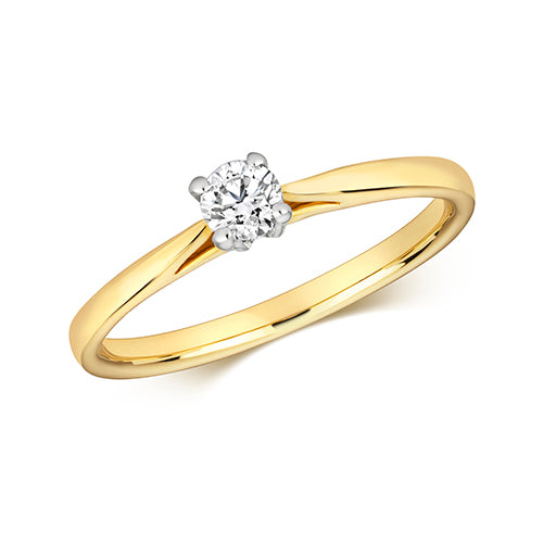 9ct Yellow Gold Diamond 4 Claw Solitaire Ring - E Bixby Jewellers