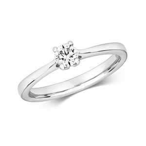 9ct White Gold Diamond 4 Claw Solitaire Ring - E Bixby Jewellers