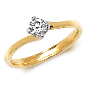 18ct Yellow Gold Diamond Twist Solitaire Ring - E Bixby Jewellers