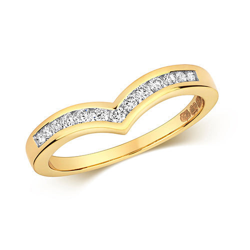 18ct Yellow Gold Diamond Channel Set Wishbone Ring - E Bixby Jewellers