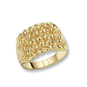 9ct Yellow Gold Mens Heavy 4 Row Keeper Ring - E Bixby Jewellers