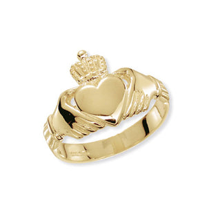 9ct Yellow Gold Mens Claddagh Ring - E Bixby Jewellers